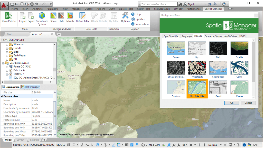 Spatial Manager Backgrounds Map
