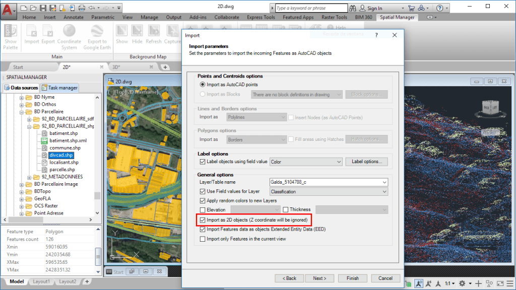 'Spatial Manager' - Import as 2D option