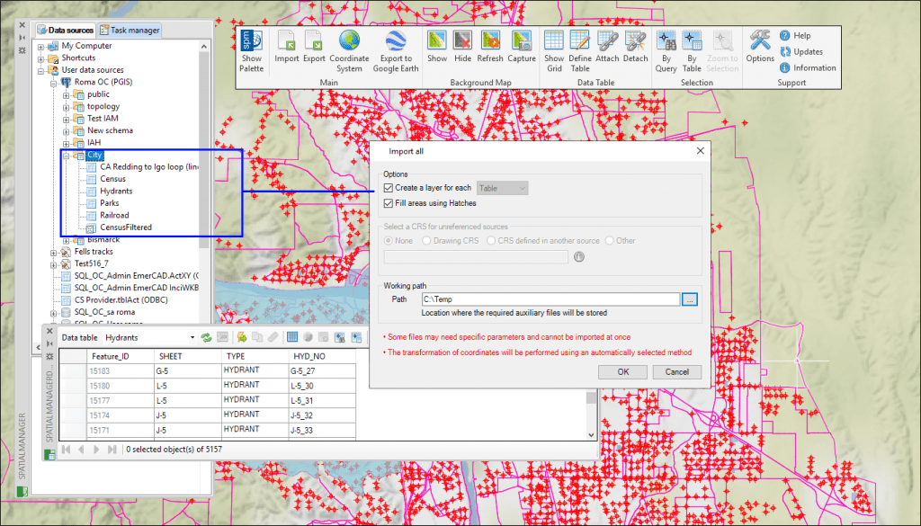 One-click Import-All from any spatial source: Folders, Schemas or Multi-Table files