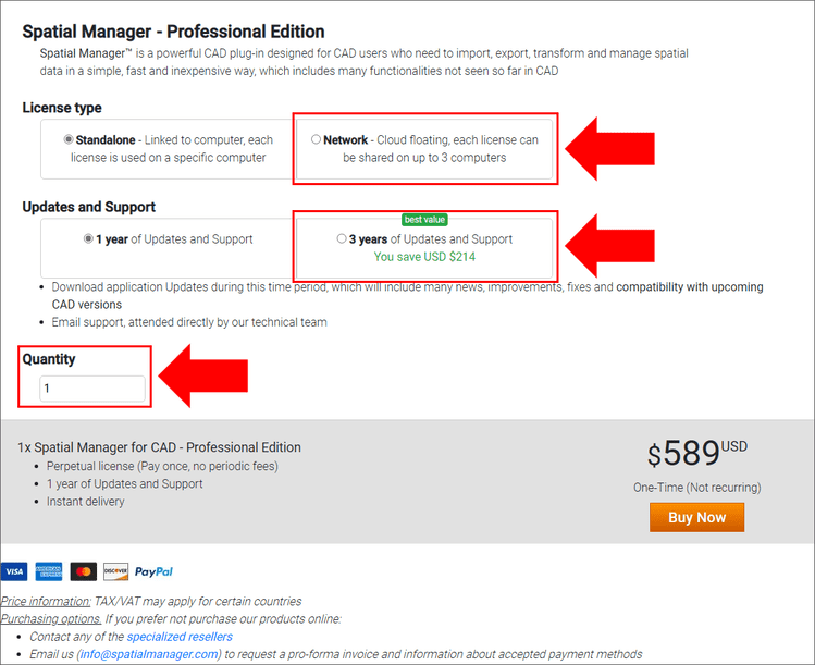 New Spatial Manager web store page including the new licensing options<br />(Note: This is a current sample image. Prices and conditions may vary in the future) (Click to enlarge) New Spatial Manager web store page including the new licensing options<br />(Note: This is a current sample image. Prices and conditions may vary in the future)